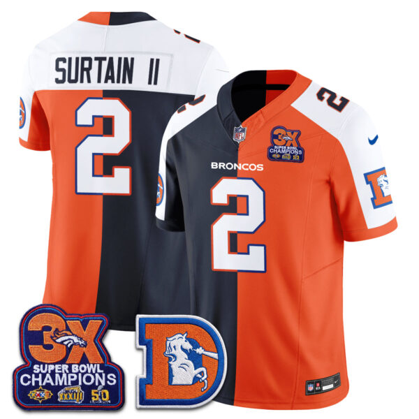 Denver Broncos Patrick Surtain II Throwback Split Edition Vapor Jersey - All Stitched - Alternate Split