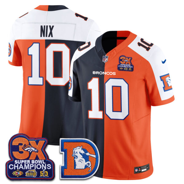 Denver Broncos Bo Nix Throwback Split Edition Vapor Jersey - All Stitched - Alternate Split