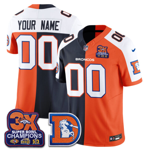 Denver Broncos Throwback Split Edition Vapor Custom Jersey - All Stitched - Alternate Split