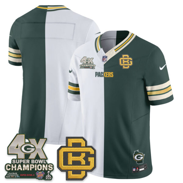 Green Bay Packers Team Rivalries Split Edition Vapor Jersey - All Stitched - Green White