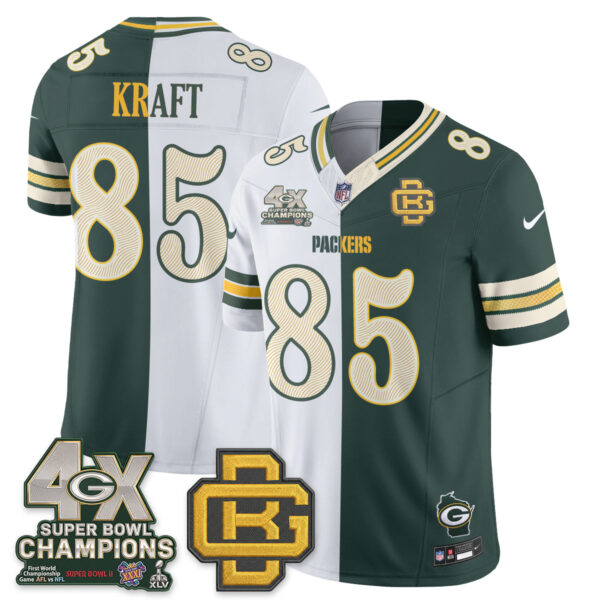 Green Bay Packers Tucker Kraft Rivalries Split Edition Vapor Jersey - All Stitched - Green White