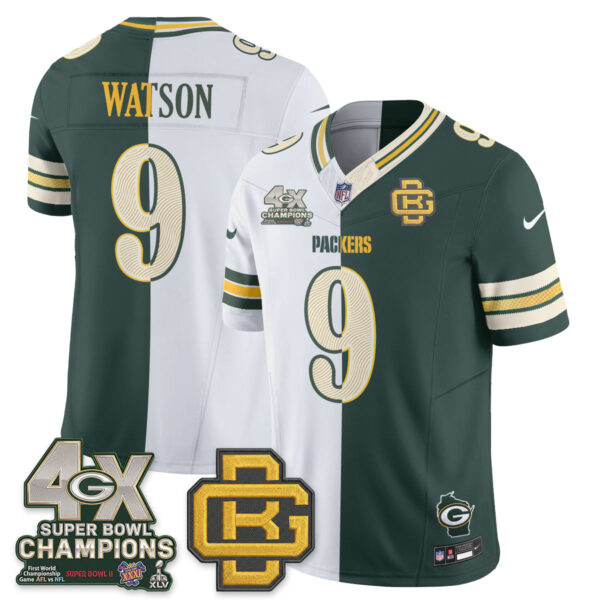 Green Bay Packers Christian Watson Rivalries Split Edition Vapor Jersey - All Stitched - Green White