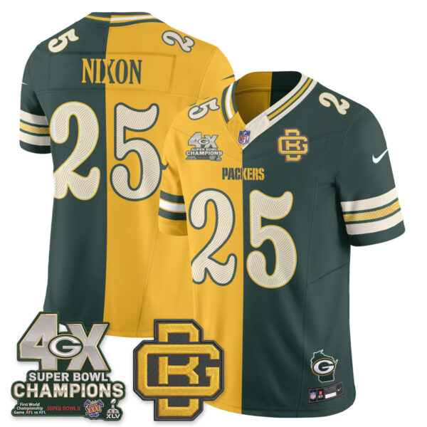 Green Bay Packers Keisean Nixon Rivalries Split Edition Vapor Jersey - All Stitched - Yellow Green
