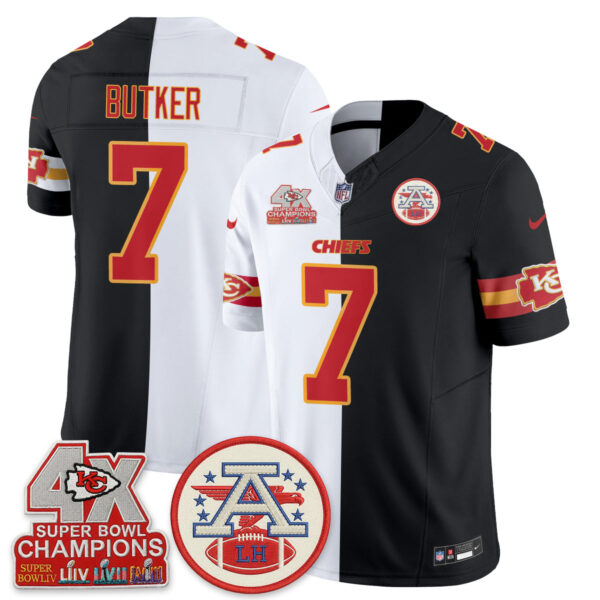 Kansas City Chiefs Harrison Butker 2026 Split Limited Edition - All Stitched - Black White