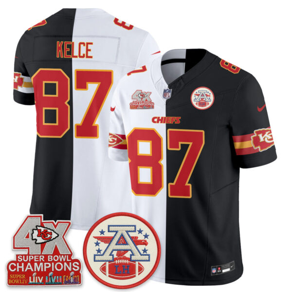Kansas City Chiefs Travis Kelce 2026 Split Limited Edition - All Stitched - Black White
