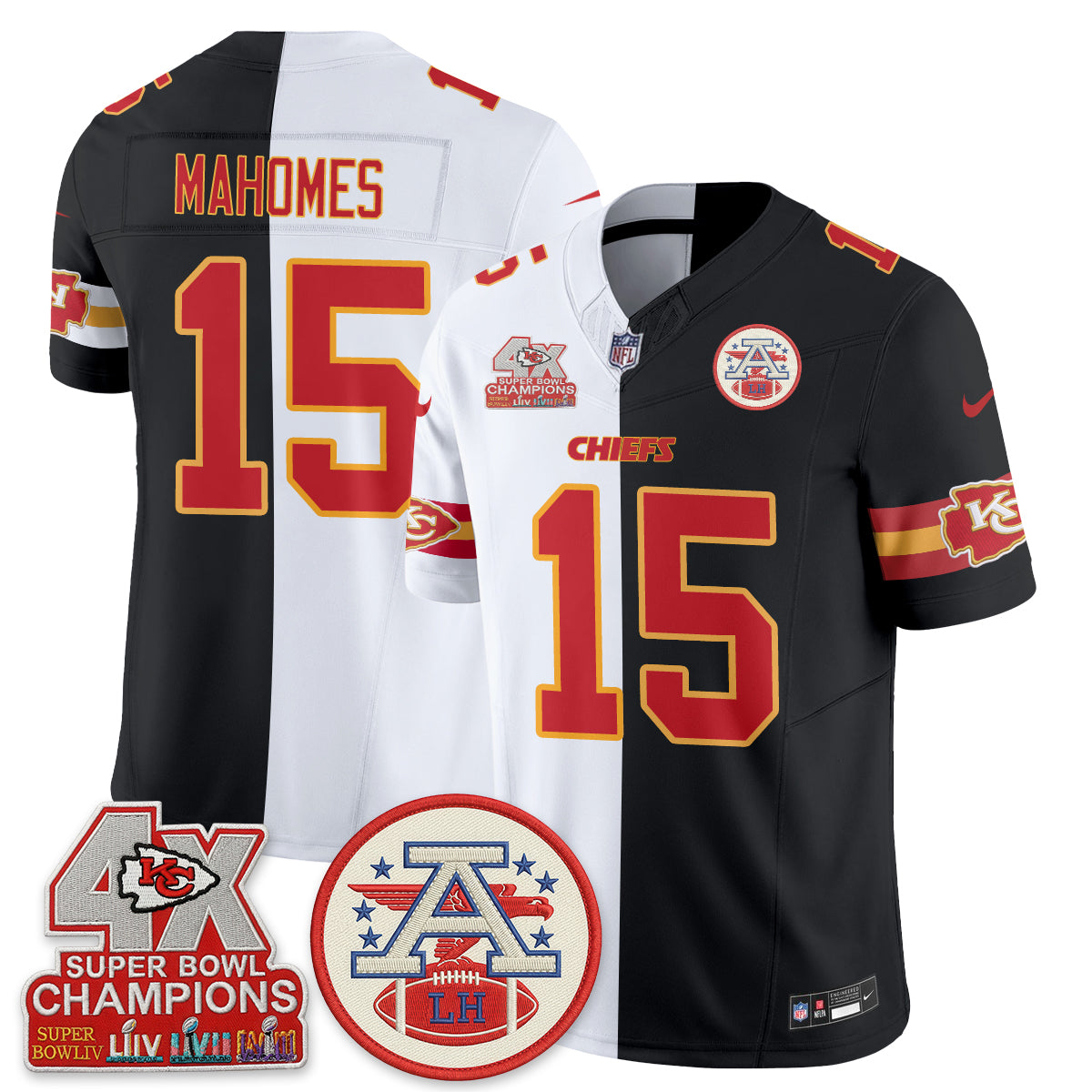 Kansas City Chiefs Patrick Mahomes 2026 Split Limited Edition - All Stitched - Black White