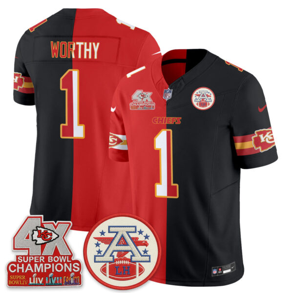 Kansas City Chiefs Xavier Worthy 2026 Split Limited Edition - All Stitched - Red Black