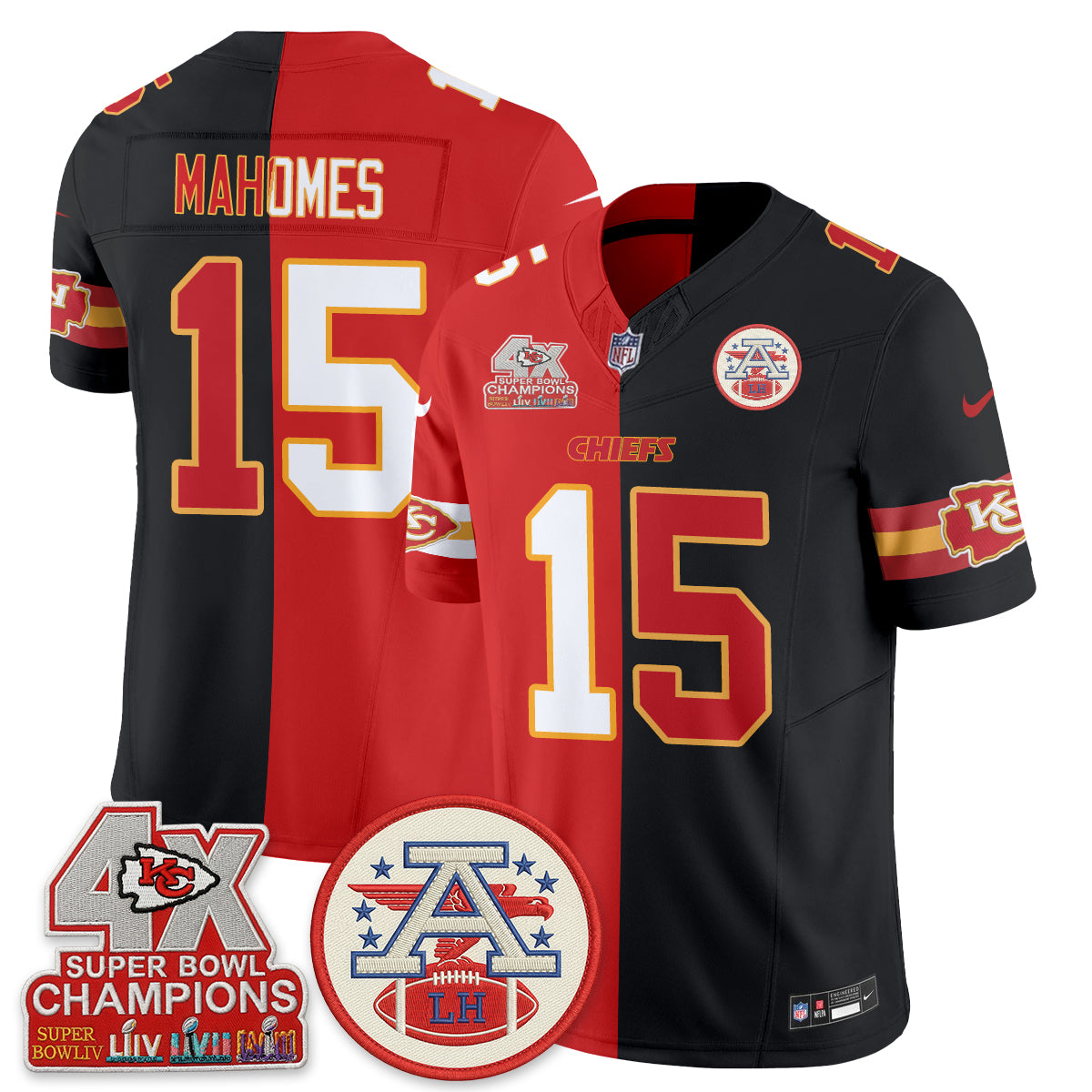 Kansas City Chiefs Patrick Mahomes 2026 Split Limited Edition - All Stitched - Red Black