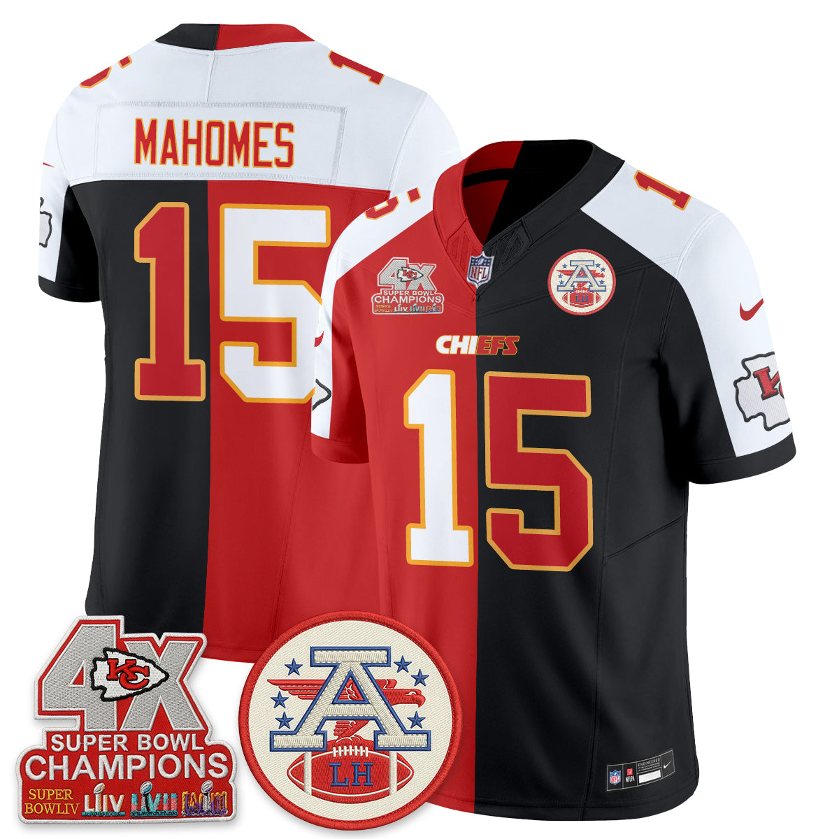Kansas City Chiefs Patrick Mahomes 2026 Split Limited Edition - All Stitched - Black Red
