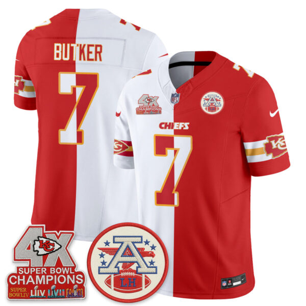 Kansas City Chiefs Harrison Butker 2026 Split Limited Edition - All Stitched - White Red