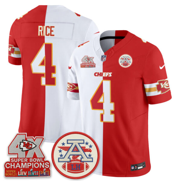 Kansas City Chiefs Rashee Rice 2026 Split Limited Edition - All Stitched - White Red