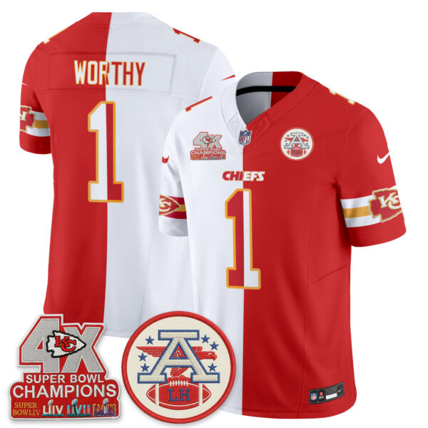 Kansas City Chiefs Xavier Worthy 2026 Split Limited Edition - All Stitched - White Red