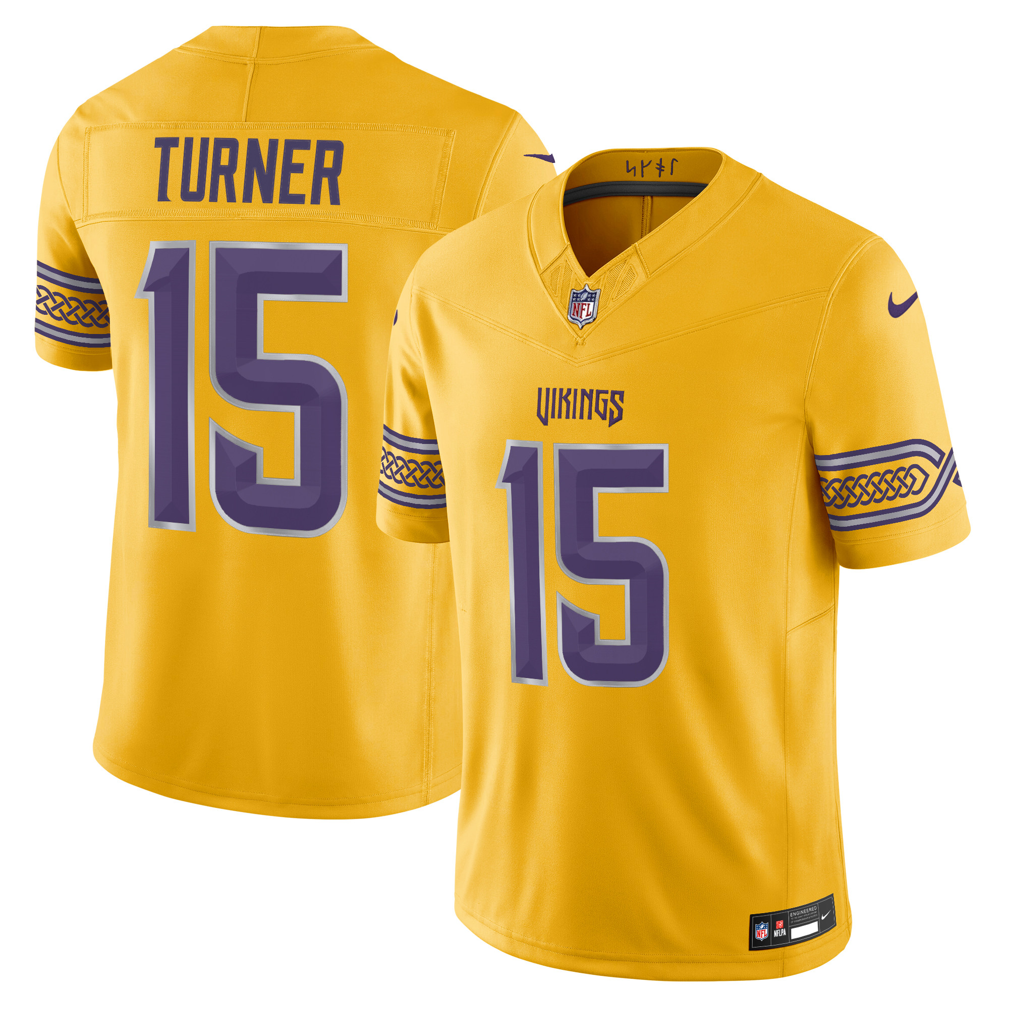 Minnesota Vikings Dallas Turner 2026 "Rivalries" Vapor Limited Jersey - All Stitched - Gold