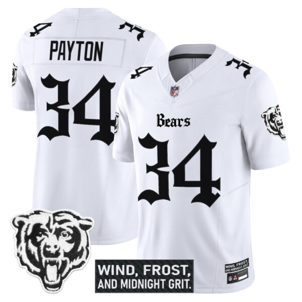 Chicago Bears Walter Payton 'Gothic Midway Legacy' Vapor Limited Jersey - All Stitched - White