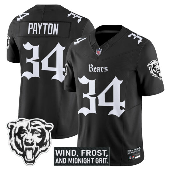Chicago Bears Walter Payton 'Gothic Midway Legacy' Vapor Limited Jersey - All Stitched - Black