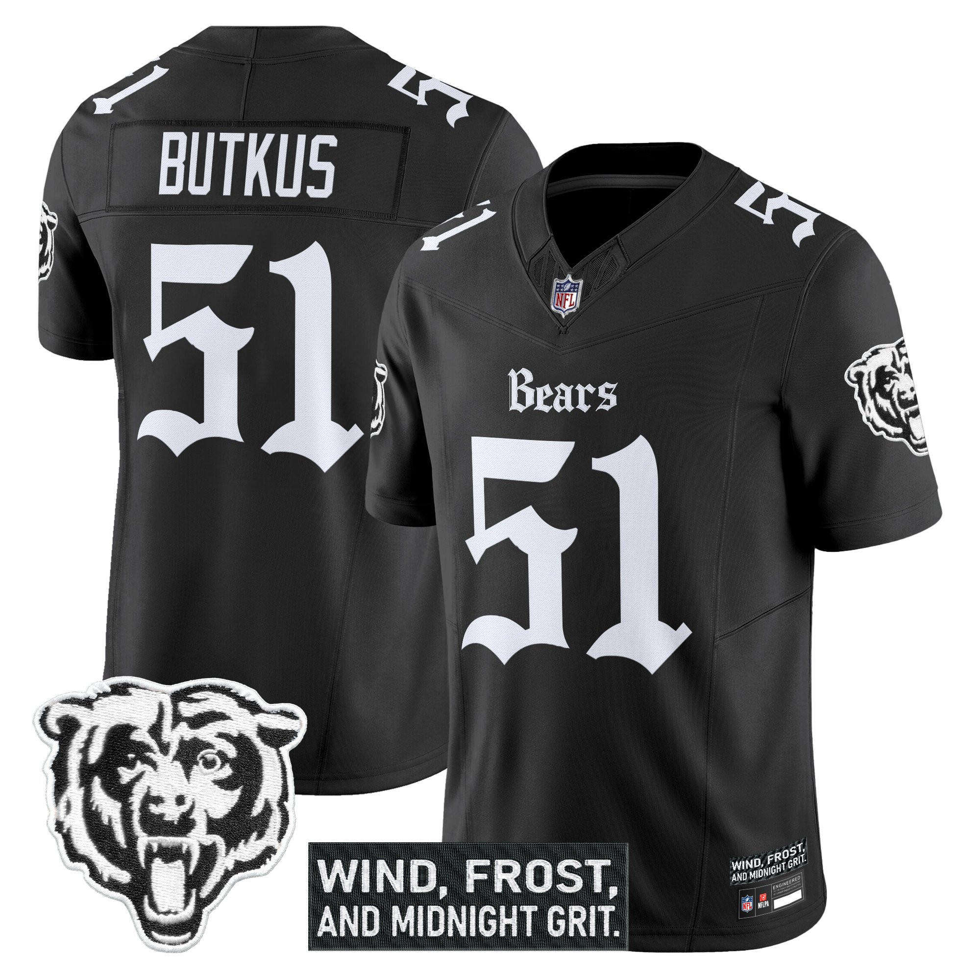 Chicago Bears Dick Butkus 'Gothic Midway Legacy' Vapor Limited Jersey - All Stitched - Black