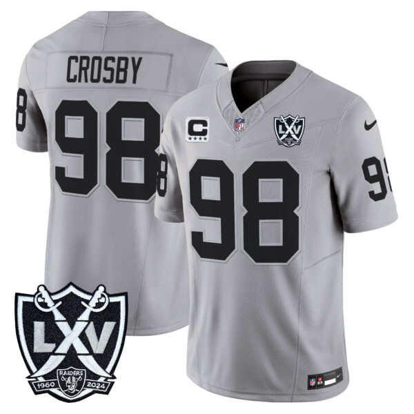 Las Vegas Raiders Maxx Crosby 2026 Vapor Limited Jersey - All Stitched - Gray