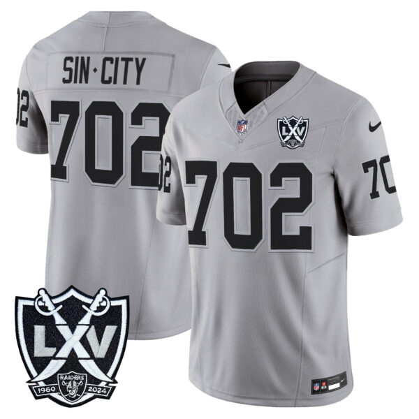 Las Vegas Raiders SinCity702 2026 Vapor Limited Jersey - All Stitched - Gray