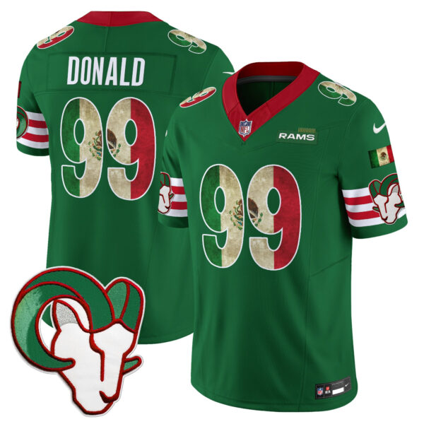 Los Angeles Rams Aaron Donald 2025 Mexico Vapor Limited Jersey - All Stitched - Green
