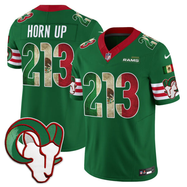 Los Angeles Rams Horn Up 213 2025 Mexico Vapor Limited Jersey - All Stitched - Green