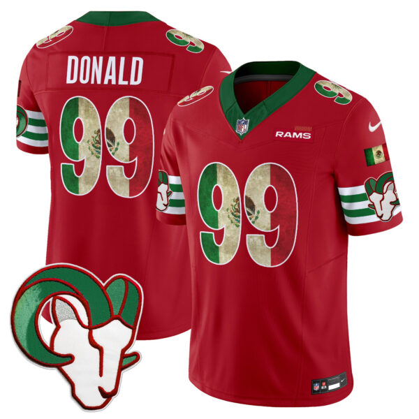Los Angeles Rams Aaron Donald 2025 Mexico Vapor Limited Jersey - All Stitched - Red