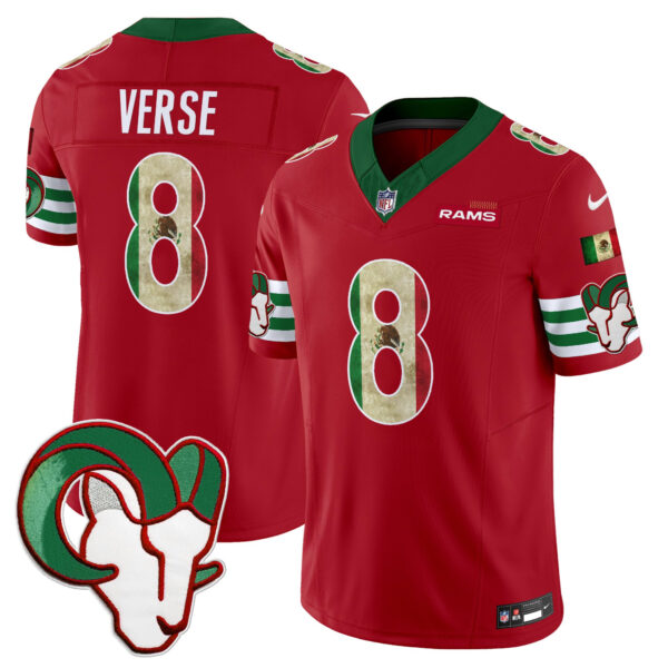 Los Angeles Rams Jared Verse 2025 Mexico Vapor Limited Jersey - All Stitched - Red