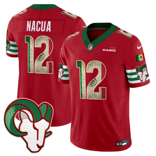 Los Angeles Rams Puka Nacua 2025 Mexico Vapor Limited Jersey - All Stitched - Red