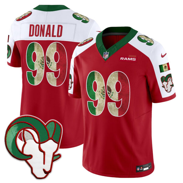 Los Angeles Rams Aaron Donald 2025 Mexico Vapor Limited Jersey - All Stitched - Red Alternate