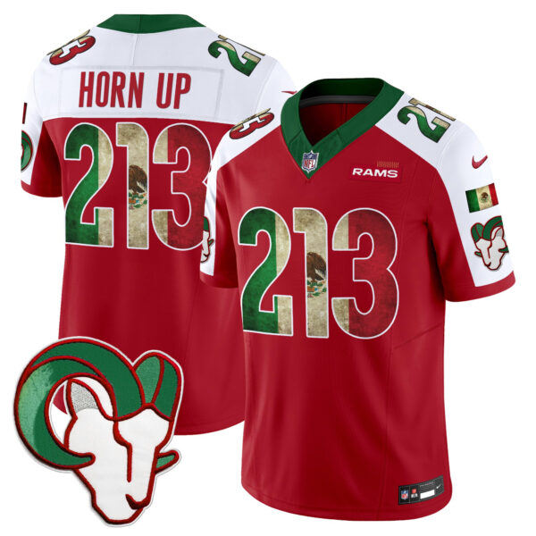 Los Angeles Rams Horn Up 213 2025 Mexico Vapor Limited Jersey - All Stitched - Red Alternate