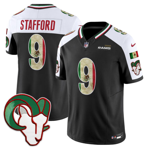 Los Angeles Rams Matthew Stafford 2025 Mexico Vapor Limited Jersey - All Stitched - Black Alternate
