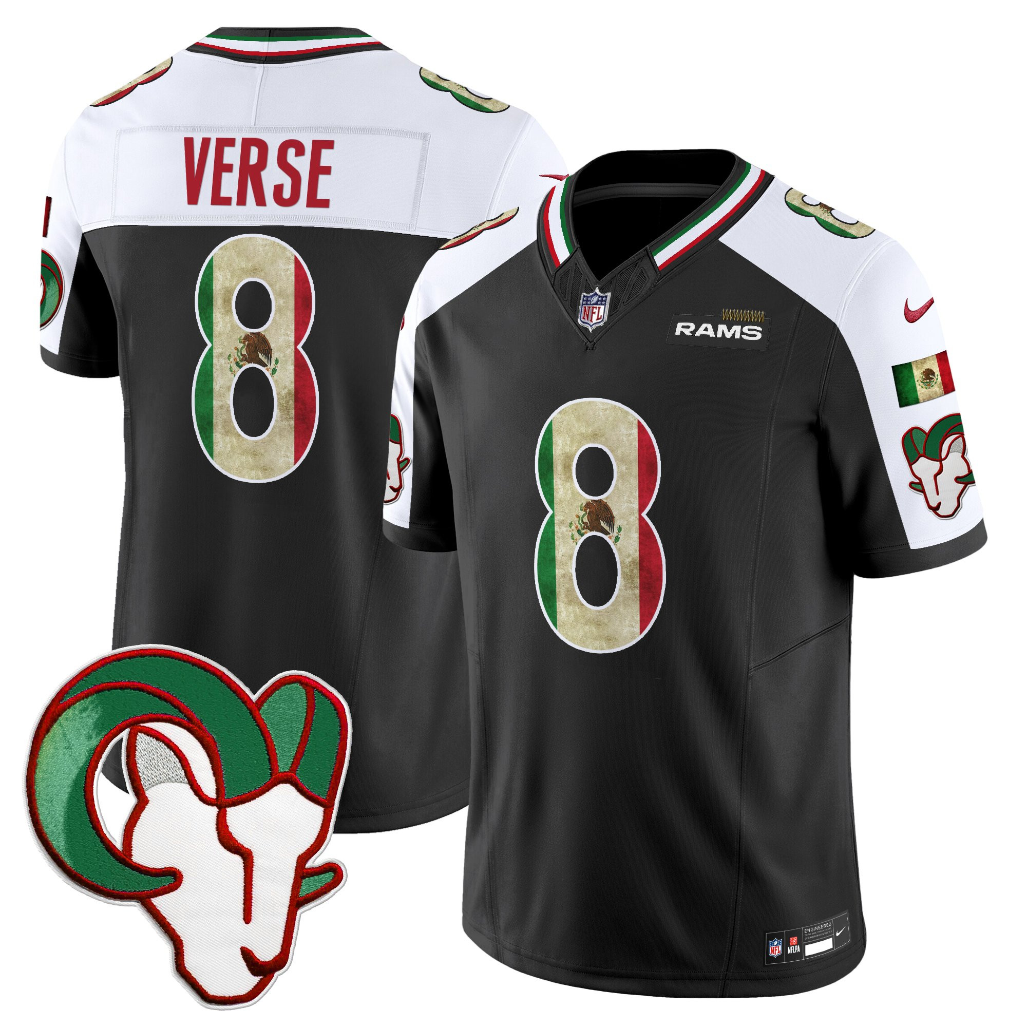Los Angeles Rams Jared Verse 2025 Mexico Vapor Limited Jersey - All Stitched - Black Alternate