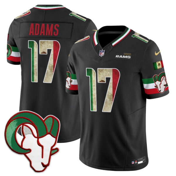 Los Angeles Rams Davante Adams 2025 Mexico Vapor Limited Jersey - All Stitched - Black