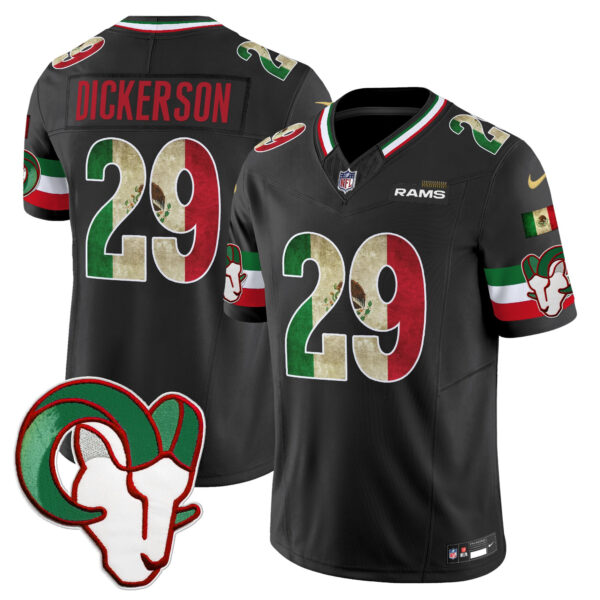 Los Angeles Rams Eric Dickerson 2025 Mexico Vapor Limited Jersey - All Stitched - Black