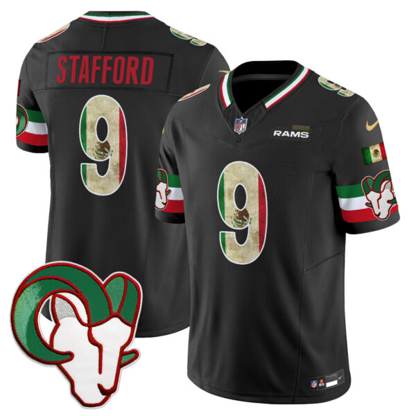 Los Angeles Rams Matthew Stafford 2025 Mexico Vapor Limited Jersey - All Stitched - Black