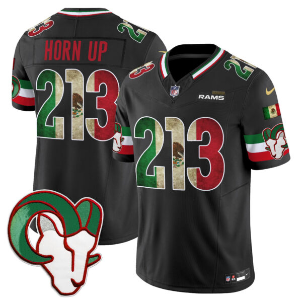 Los Angeles Rams Horn Up 213 2025 Mexico Vapor Limited Jersey - All Stitched - Black