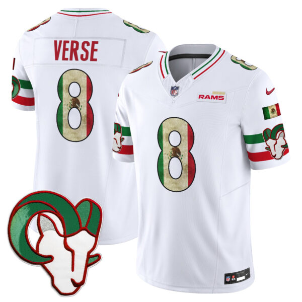Los Angeles Rams Jared Verse 2025 Mexico Vapor Limited Jersey - All Stitched - White