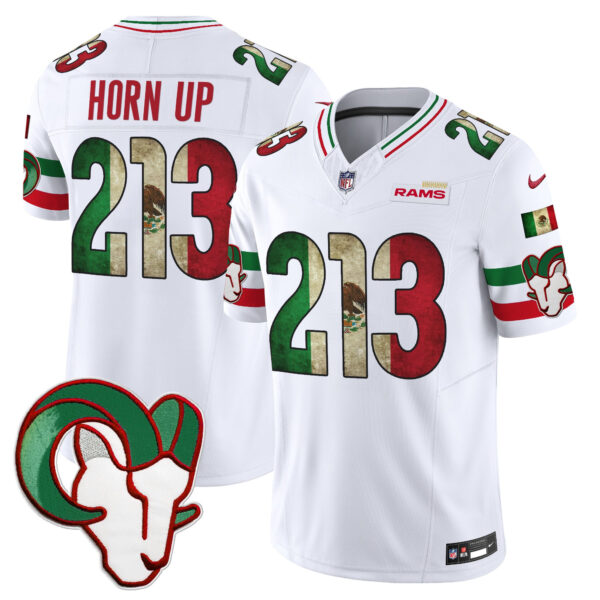 Los Angeles Rams Horn Up 213 2025 Mexico Vapor Limited Jersey - All Stitched - White