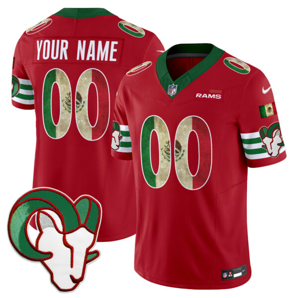 Los Angeles Rams 2025 Mexico Vapor Limited Custom Jersey - All Stitched - Red