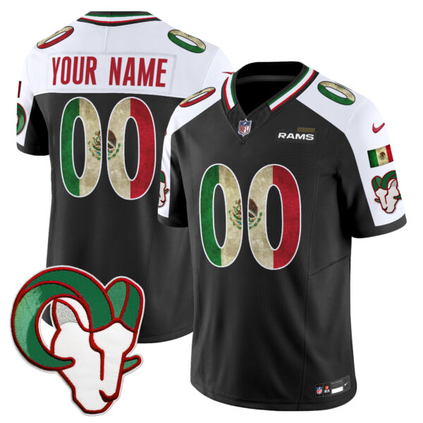 Los Angeles Rams 2025 Mexico Vapor Limited Custom Jersey - All Stitched - Black Alternate