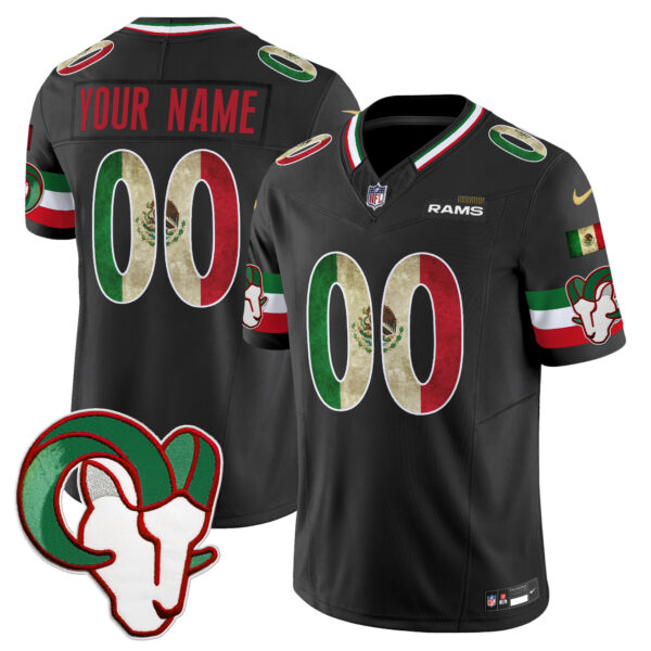 Los Angeles Rams 2025 Mexico Vapor Limited Custom Jersey - All Stitched - Black