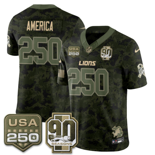 Detroit Lions America 2026 Salute to Service Vapor Jersey - All Stitched - Camo