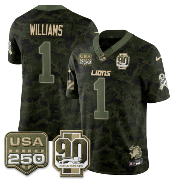 Detroit Lions Jameson Williams 2026 Salute to Service Vapor Jersey - All Stitched - Camo