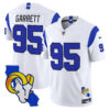 Los Angeles Rams Myles Garrett California Map Patch Fearsome Vapor Limited Jersey - All Stitched - White