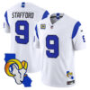 Los Angeles Rams Matthew Stafford California Map Patch Fearsome Vapor Limited Jersey - All Stitched - White
