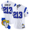 Los Angeles Rams Horn Up 213 California Map Patch Fearsome Vapor Limited Jersey - All Stitched - White