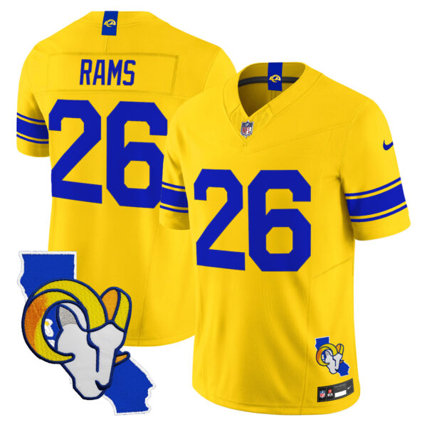 Los Angeles Rams #26 Rams California Map Patch Classic Sol Vapor Limited Jersey - All Stitched - Yellow