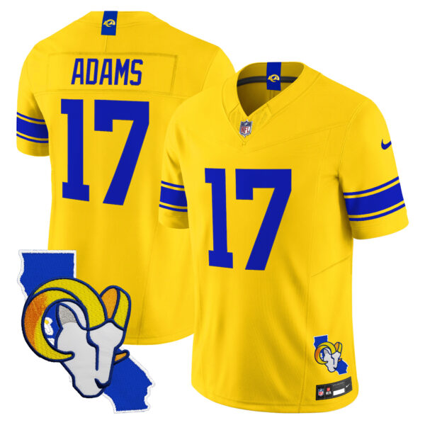 Los Angeles Rams Davante Adams California Map Patch Classic Sol Vapor Limited Jersey - All Stitched - Yellow