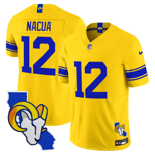 Los Angeles Rams Puka Nacua California Map Patch Classic Sol Vapor Limited Jersey - All Stitched - Yellow