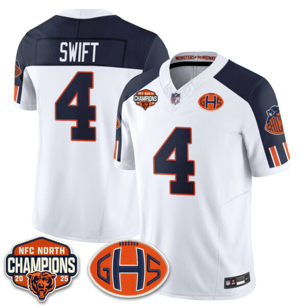 Chicago Bears D'Andre Swift 2026 Rivalries Split Edition Vapor Jersey - All Stitched - White Alternate