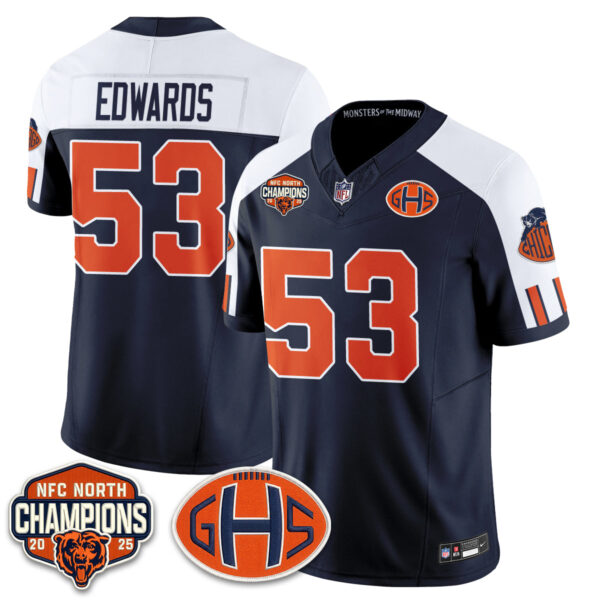 Chicago Bears T.J. Edwards 2026 Rivalries Split Edition Vapor Jersey - All Stitched - Navy Alternate